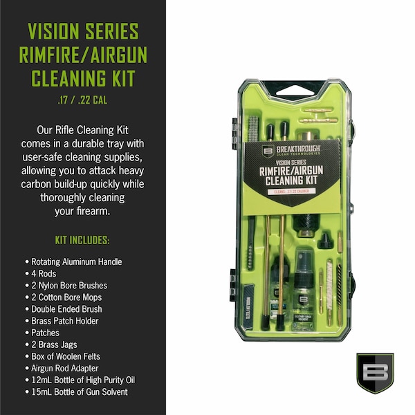 Vision Series Rimfire & Airgun Cleaning Kit, .17 & .22 Caliber, Multi-Color